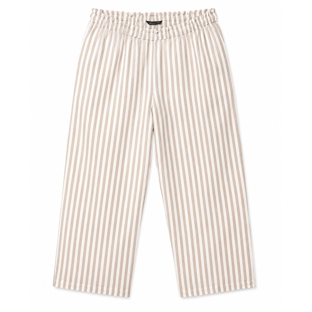 Mlle Gabrielle Womens 3X Tan White Striped Elastic Waist Wide Leg Crop Pants